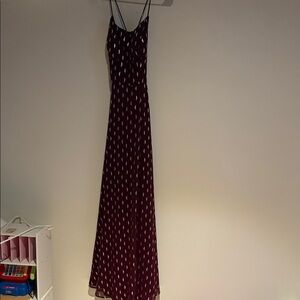 Betsy & Adam Wine Maxi Dress with Patterned Design 240